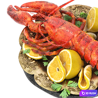 Seafood lobster plate 3D Model Vray, Corona
