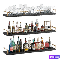 Bar shelves with bottles and glasses 3D Model Corona