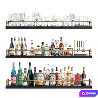 Bar shelves with bottles and glasses 3D Model Corona