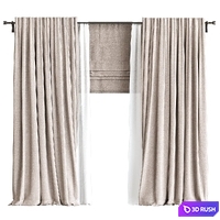 Curtains 3D Model Vray, Corona