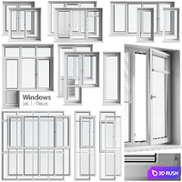Plastic windows 3D Model Vray, Corona
