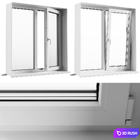 Plastic windows 3D Model Vray, Corona