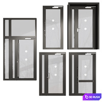 Fireproof stained glass doors 01 3D Model Corona