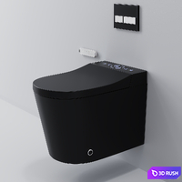 Automatic Wall-Mounted Smart Bidet Toilet with In-Wall Tank Black 3D Model Corona