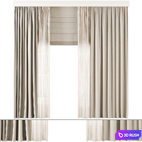Roman and Cotton Curtain 026 3D Model Vray, Corona