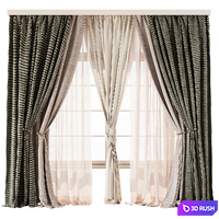 Luxurious Dual Layer Drapes with Sheer Curtain 70 3D Model Vray, Corona