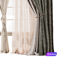 Luxurious Dual Layer Drapes with Sheer Curtain 70 3D Model Vray, Corona