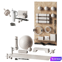 A set of equipment and decor for yoga and pilates classes 3D Model Vray, Corona