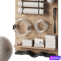A set of equipment and decor for yoga and pilates classes 3D Model Vray, Corona