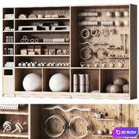 A wall with a rack for gym equipment 3 3D Model Vray, Corona