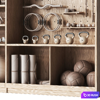 A wall with a rack for gym equipment 3 3D Model Vray, Corona