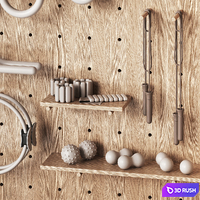 A wall with a rack for gym equipment 3 3D Model Vray, Corona