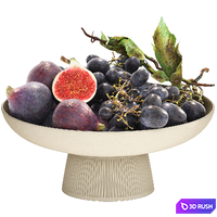 Bowl of figs and black grapes 3D Model Vray, Corona
