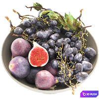 Bowl of figs and black grapes 3D Model Vray, Corona