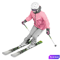 A man goes downhill skiing 3D Model Vray, Corona