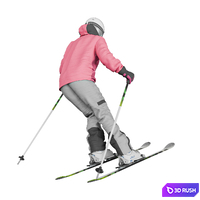 A man goes downhill skiing 3D Model Vray, Corona