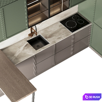 Neoclassic kitchen 16 3D Model Vray, Corona