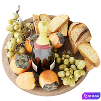 Set of champagne fruits and breads 3D Model Vray, Corona