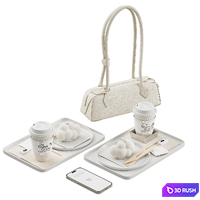 Decorative set/ coffee and dessert 3D Model Vray, Corona