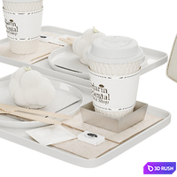 Decorative set/ coffee and dessert 3D Model Vray, Corona