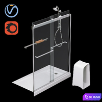 Kit with shower door "Levity" (KOHLER) 3D Model Vray, Corona