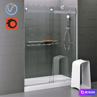 Kit with shower door "Levity" (KOHLER) 3D Model Vray, Corona