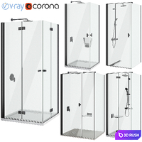Shower cabins Radaway Nes 8 Black set 135 3D Model Vray, Corona
