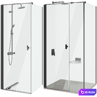 Shower cabins Radaway Nes 8 Black set 135 3D Model Vray, Corona