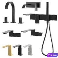 Rubinetterie Treemme faucets and showers set 2 3D Model Corona