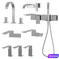 Rubinetterie Treemme faucets and showers set 2 3D Model Corona