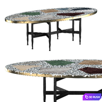 Gold Beam Dining Table 3D Model Vray, Corona