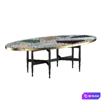 Gold Beam Dining Table 3D Model Vray, Corona