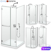 Shower cabins Radaway Carena 3D Model Vray, Corona