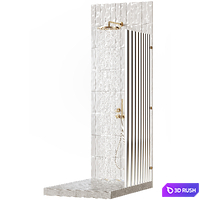 Shower set with reeded glass screen 3D Model Vray, Corona