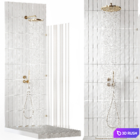 Shower set with reeded glass screen 3D Model Vray, Corona