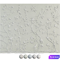 Botanical bas-relief plaster wall decorative panel garden birds tree flowers 3D Model Vray, Corona
