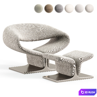 Ribbon Chair and Ottoman 3D Model Corona