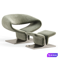 Ribbon Chair and Ottoman 3D Model Corona