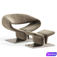 Ribbon Chair and Ottoman 3D Model Corona
