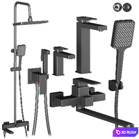 Shevanick set faucets and shower 3D Model Vray, Corona