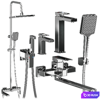 Shevanick set faucets and shower 3D Model Vray, Corona