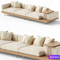 Japandi XXL Wooden Sofa 02 3D Model Corona