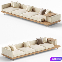 Japandi XXL Wooden Sofa 02 3D Model Corona
