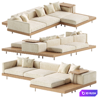 Japandi XXL Wooden Sofa 03 3D Model Corona