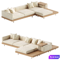 Japandi XXL Wooden Sofa 03 3D Model Corona