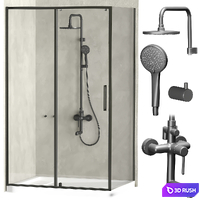 Shower enclosure with tray and Iddis shower system 3D Model Vray, Corona