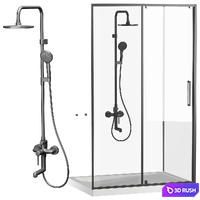 Shower enclosure with tray and Iddis shower system 3D Model Vray, Corona