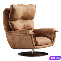 Dunn Leather Swivel Arm Chair 3D Model Corona
