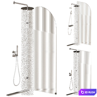 Set of fluted glass shower screens 3D Model Vray, Corona