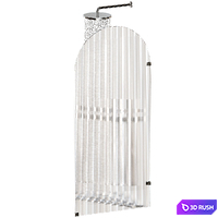 Set of fluted glass shower screens 3D Model Vray, Corona